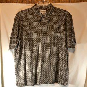 Knightbridge Men’s brown/tan/white short sleeve button-down patterned shirt XL